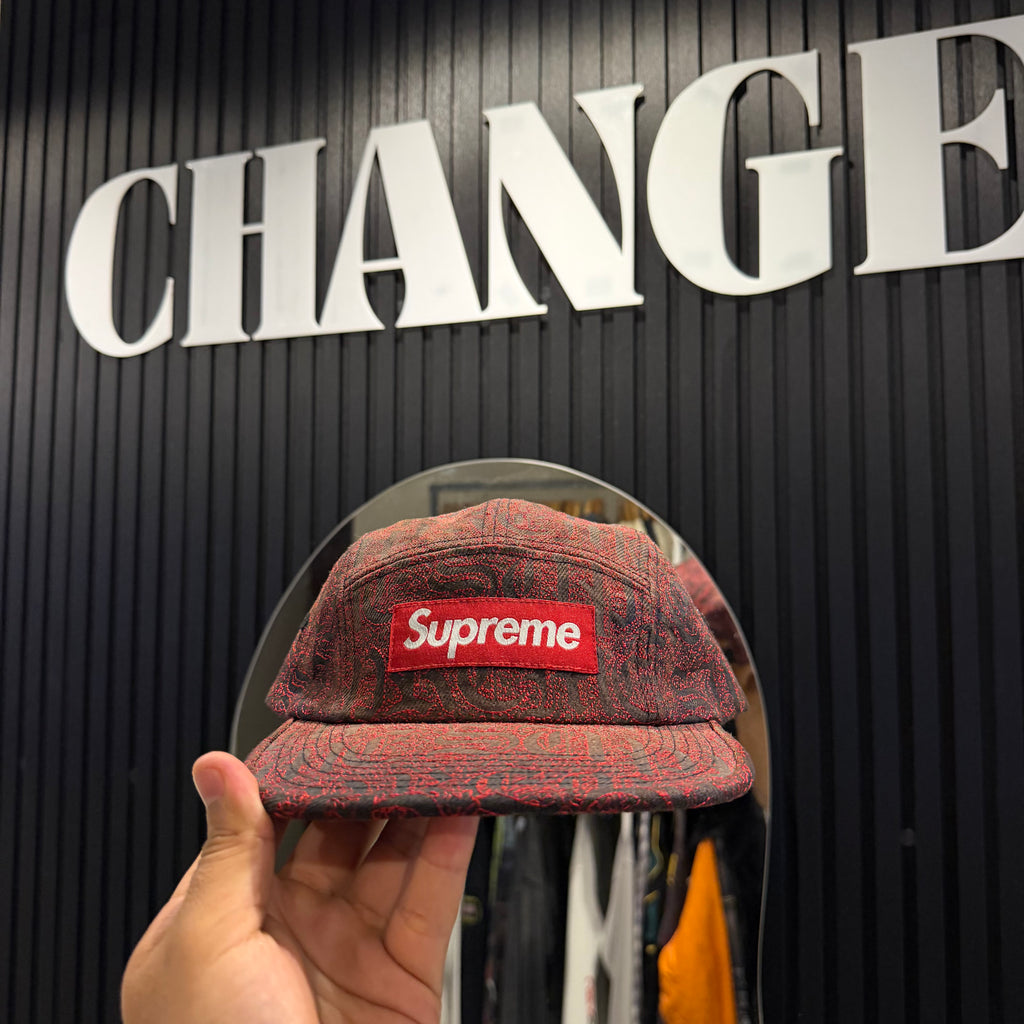 STICHEDOLD ENGLISH CAMP CAP WASHED BLACK RED