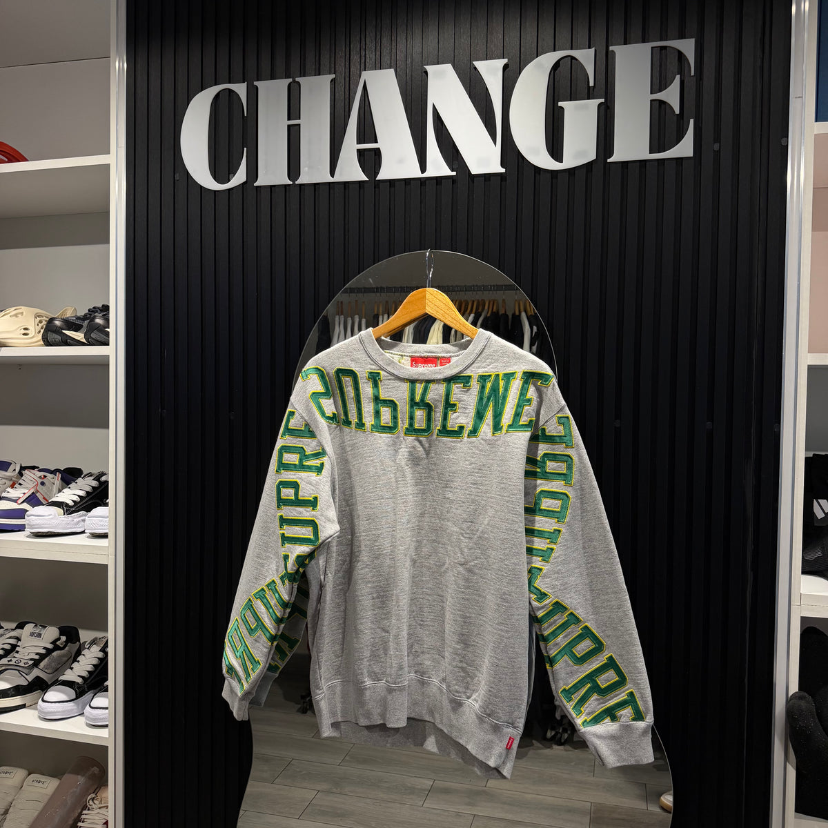 SUPREME CREWNECK HEATHER GREY SS22